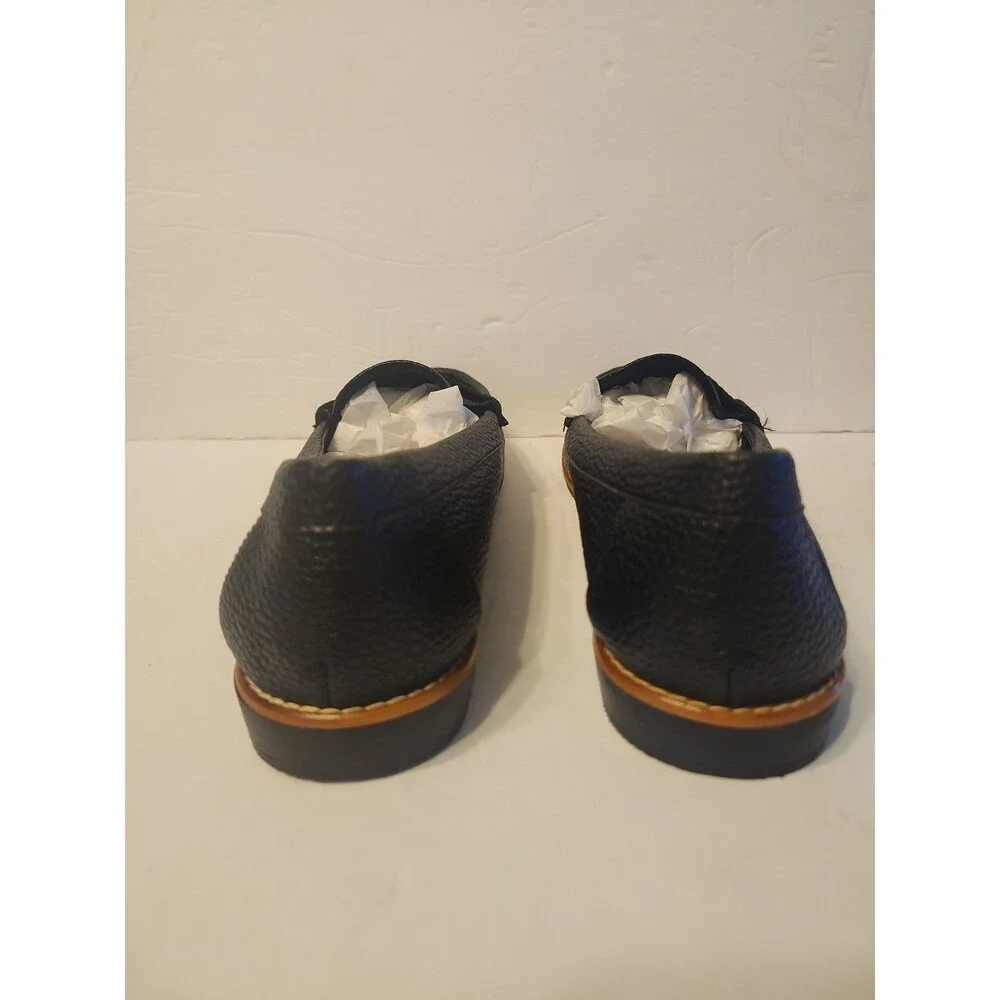 Anne Klein Loafers Women 8M Black Excellent iFlex Pebble Grain Lion Medallion